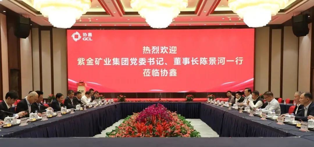 紫金矿业集团董事长陈景河、welcome新澳门董事长王文胜等一行赴协鑫集团访问交流